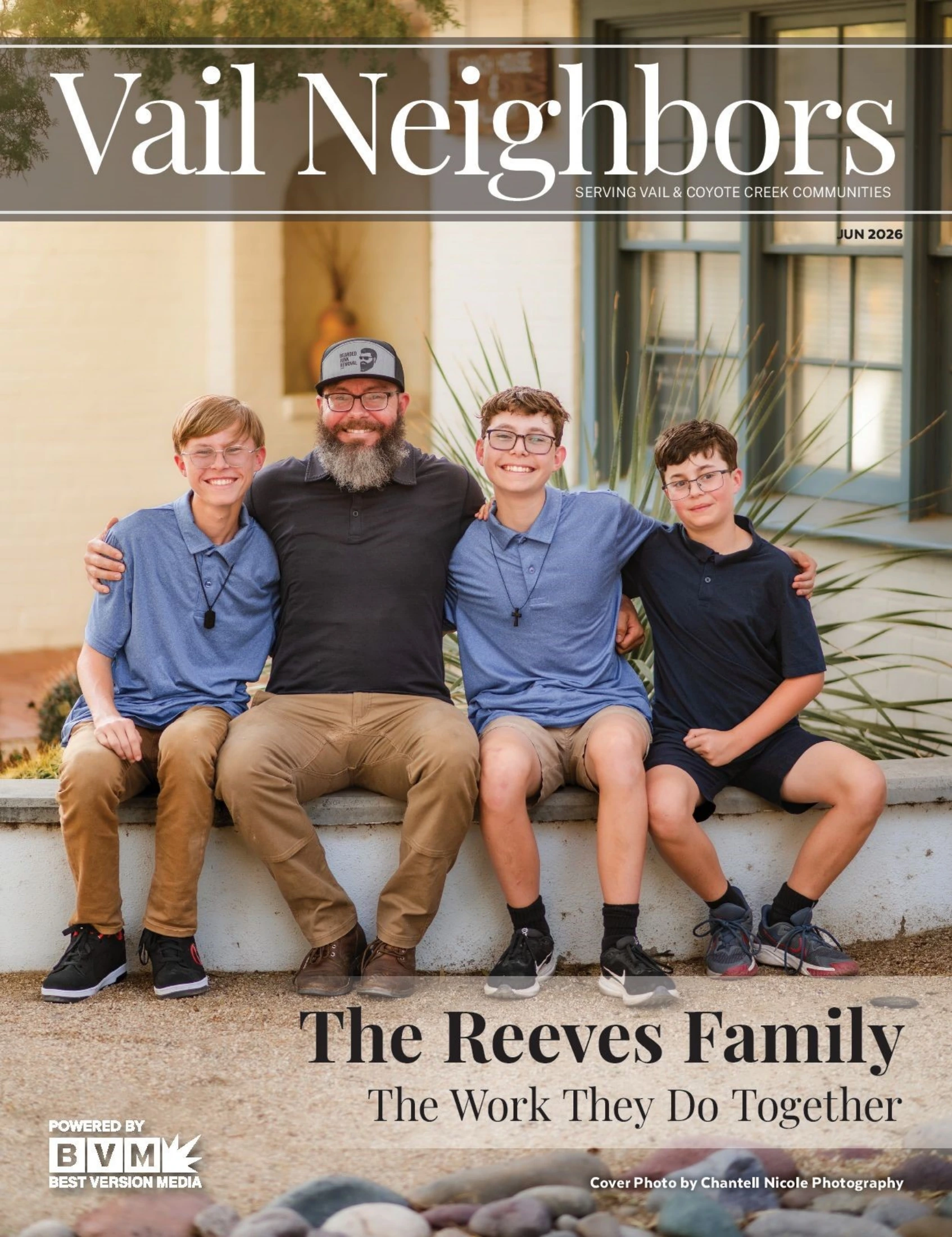 Vail Neighbors June 2026 magazine cover featuring Timothy Reeves and his family